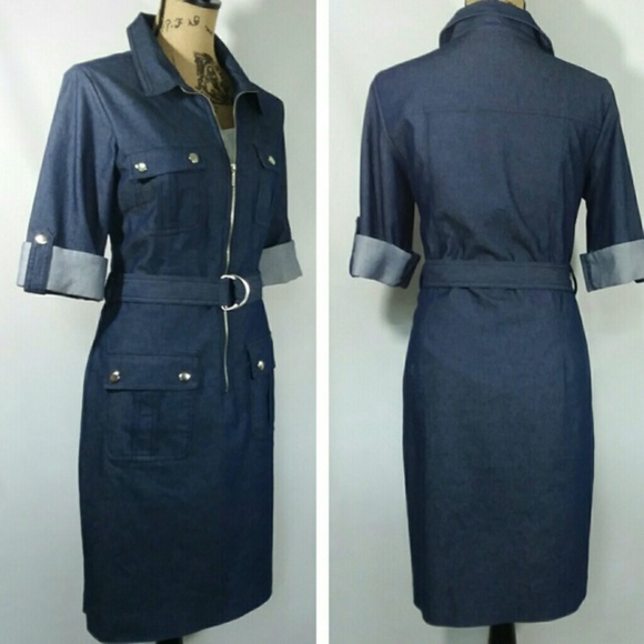 sharagano denim dress